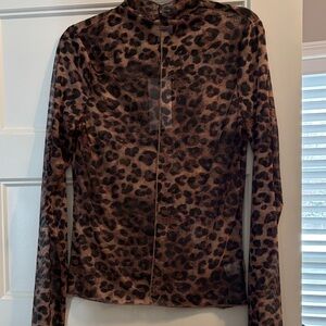 Leopard Print Sheer Blouse